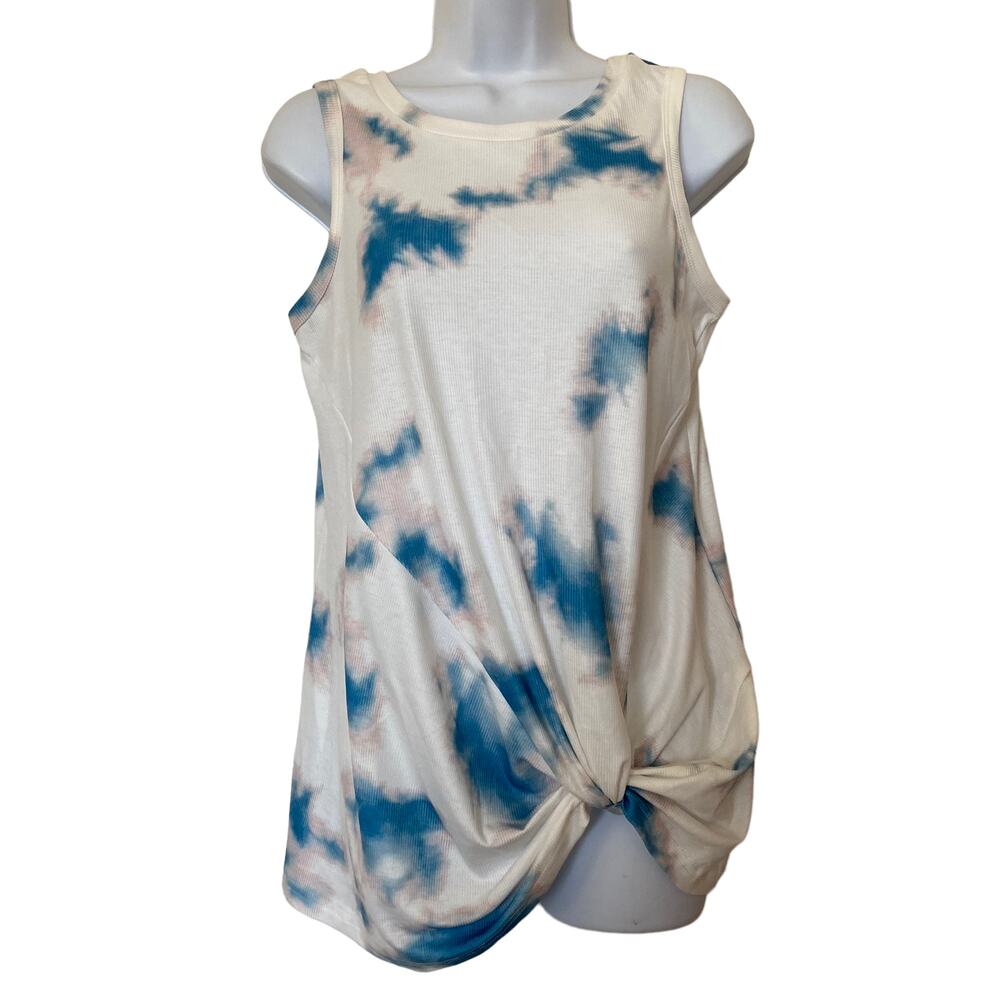 Tie Dye Ribbed Knit Tank Top Twist Knot Size Small